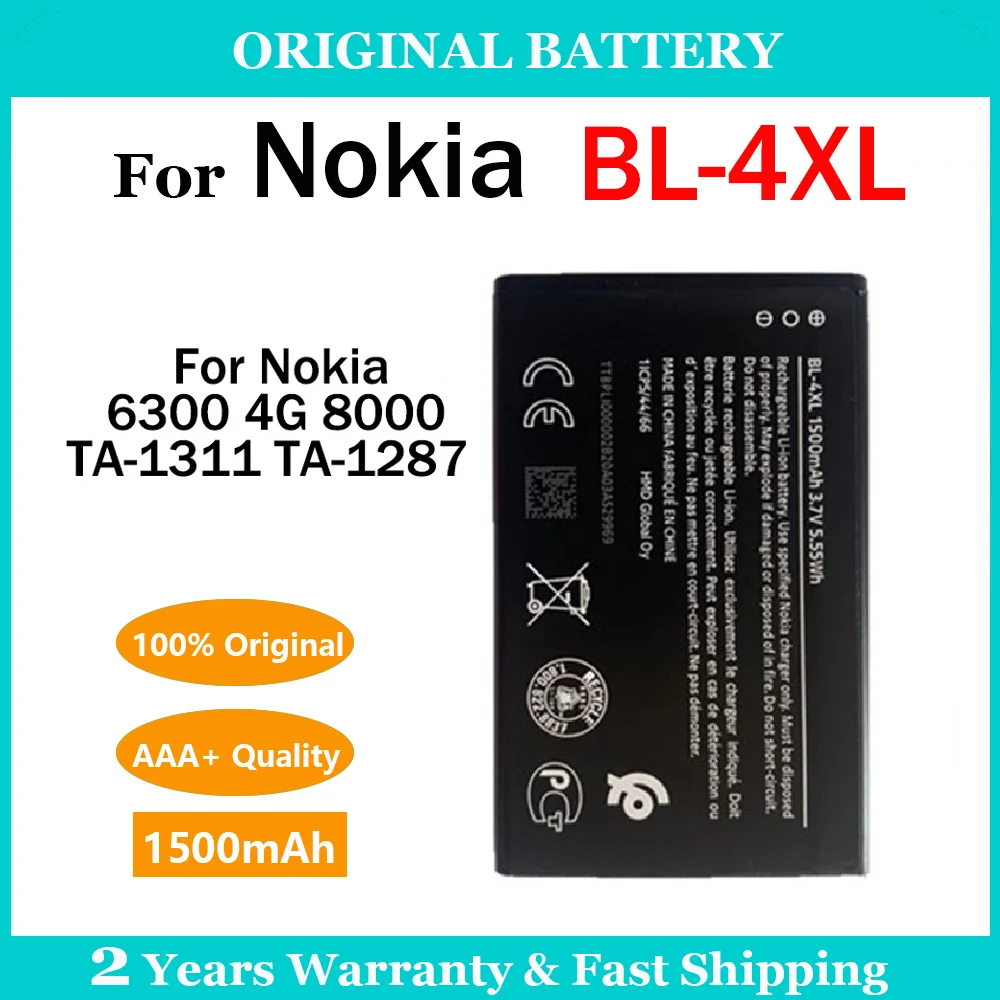 BL-4XL BL4XL BL 4XL 1500mAh Original Battery For Nokia 6300 4G 8000 TA-1311 TA-1287  Replacement Batteries Rechargeable Battery