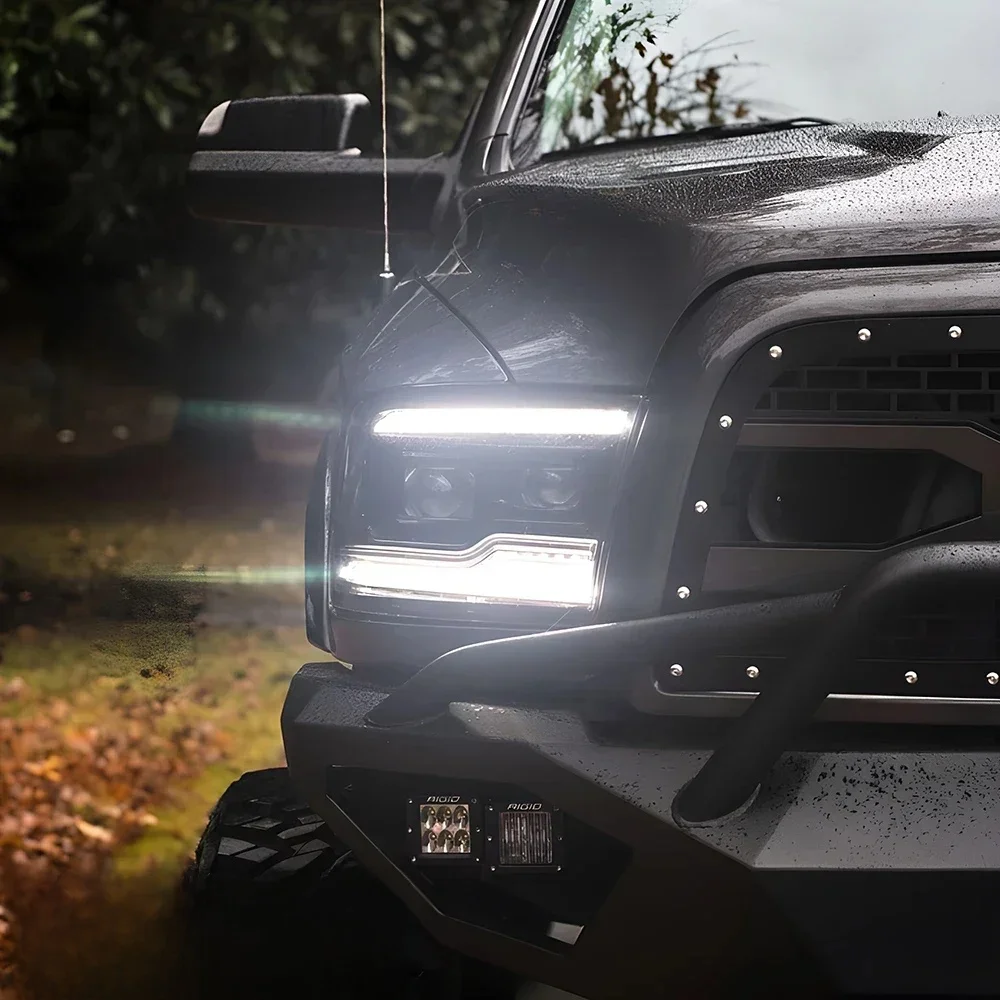 Voor Dodge Ram 1500 2500 2009-2018 Auto Front Light Montage Hoge Configuratie LED Koplamp Lens Accessoires Knipperend signaal - afbeelding 2