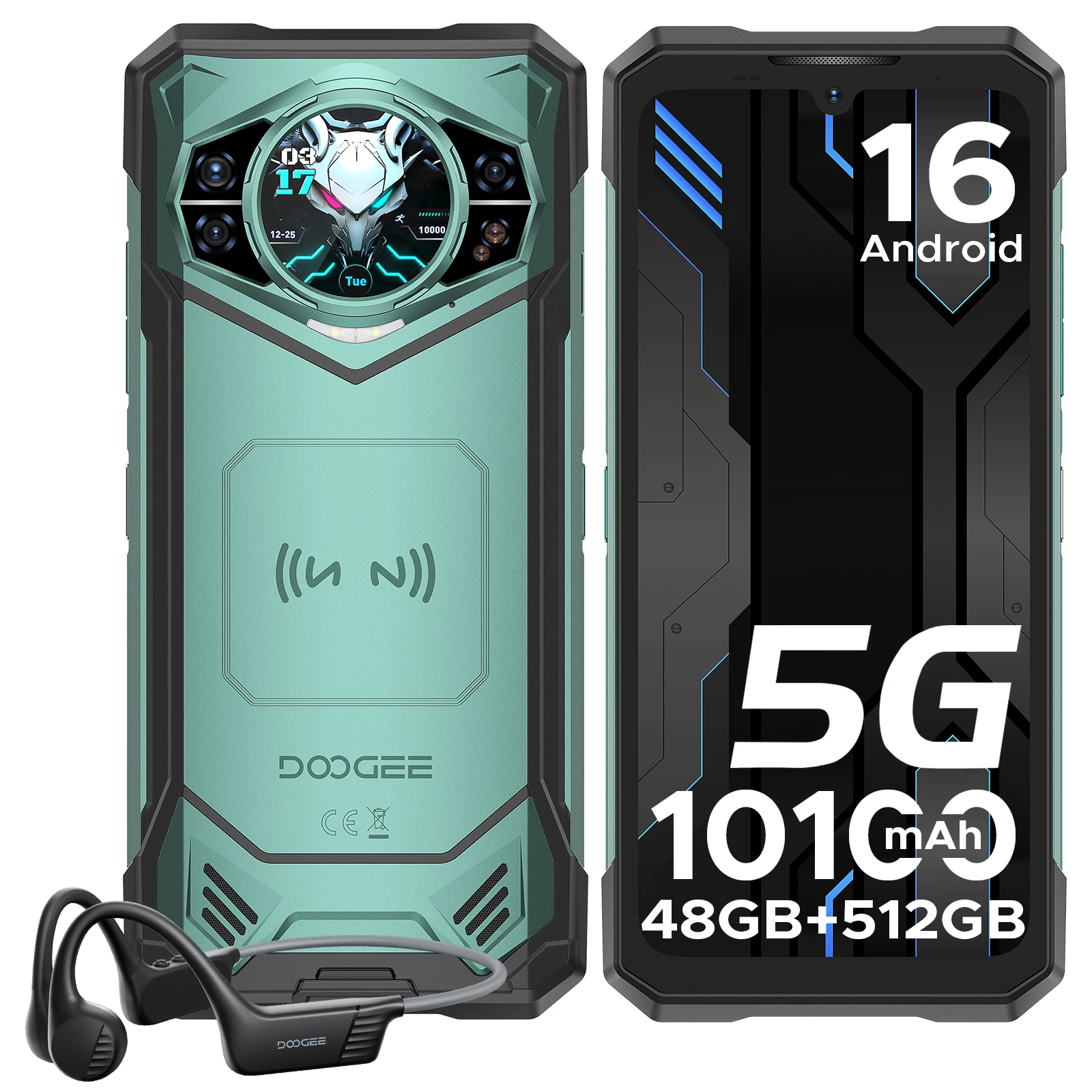 DOOGEE S200 X 5G Robuuste Smartphone 6.72" FHD+120Hz Wereldpremière 12GB 512GB 100MP AI Hoofdcamera 7050 10100mAh Batterij MTK Dimensity