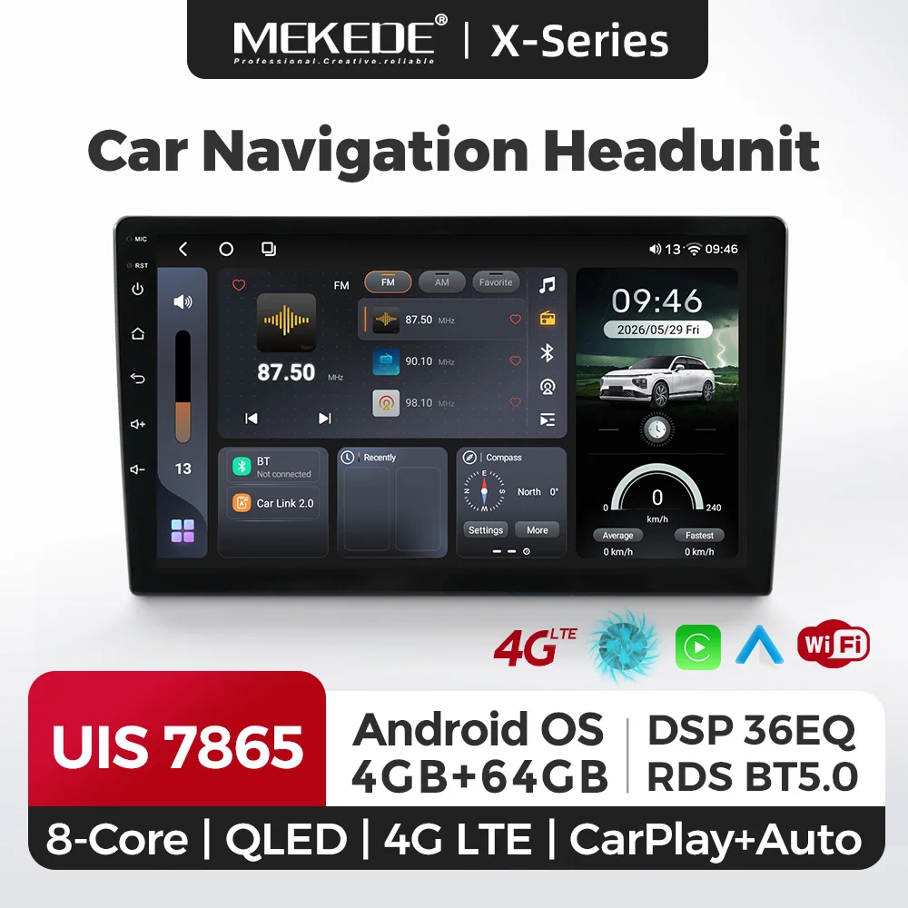 Autoradio Android universel 9/10 pouces, lecteur DVD, 4G+64G, 8 cœurs UIS7865, Carplay sans fil, navigation GPS, systèmes intelligents