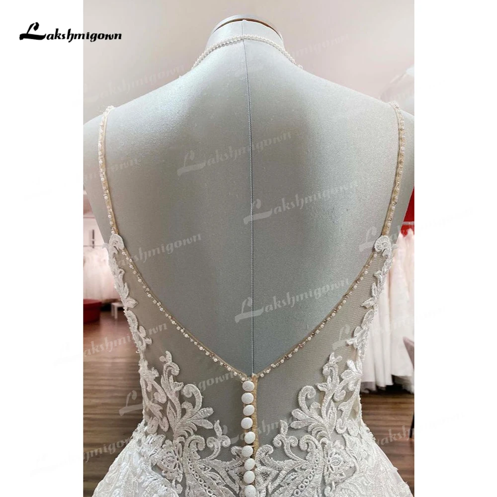 Robe de mariée en dentelle à col en V, bretelles spaghetti, dos ouvert, bouton, ceinture supérieure en dentelle, ligne A, patients de plage, quel que soit le balayage, robe éducative