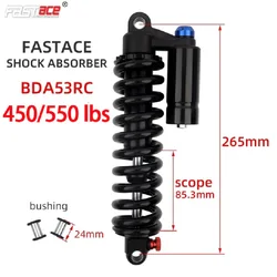 Fastace Downhill Electric Bicycle 265MM*450/550 lbs Shock Absorber MTB DH Rear Suspension Shock Absorber for Surron Bicycles