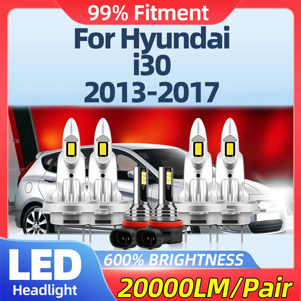 

60000LM Fog Lights 360W LED Car Headlight Bulbs 6000K 12V Turbo Auto Headlamps For Hyundai i30 2013 2014 2015 2016 2017