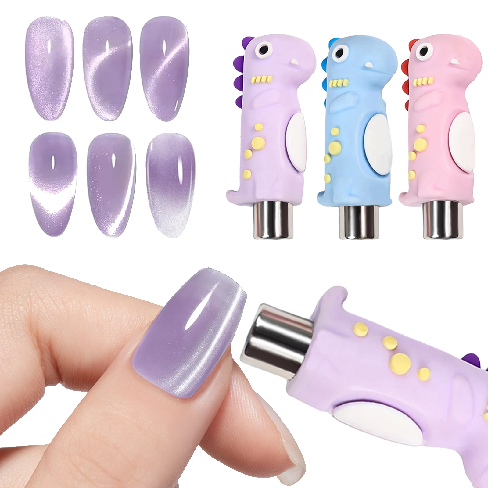 

Dinosaur Nail Magnet Tool Double-Ended Magnet Pen for 3D Cat Eye Painting Nails Art and French Nail UV Magnetic Stick Manicure