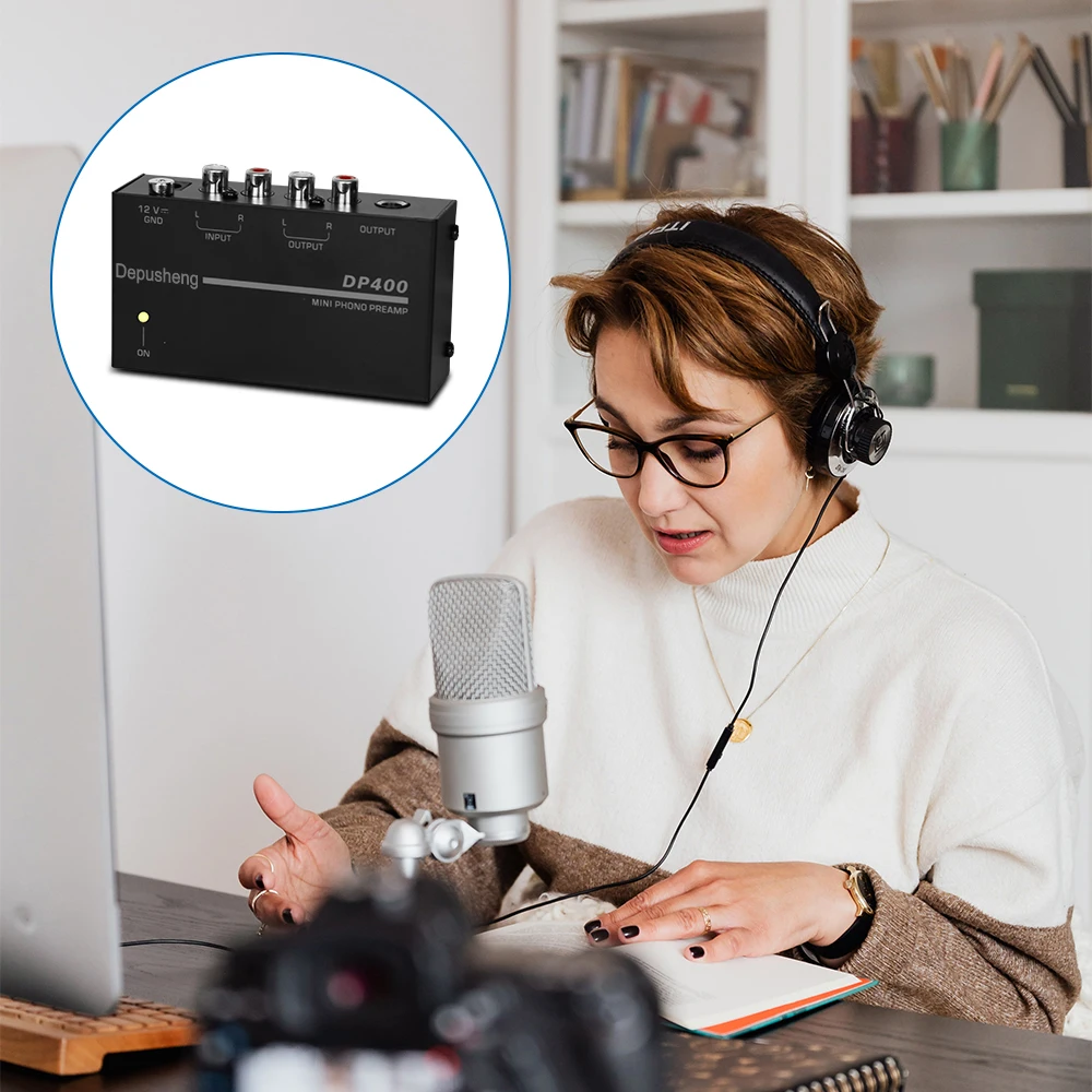 Depusheng DP400 4 Channels Mini Stereo Audio Headphone Amplifier 12V Power Adapter