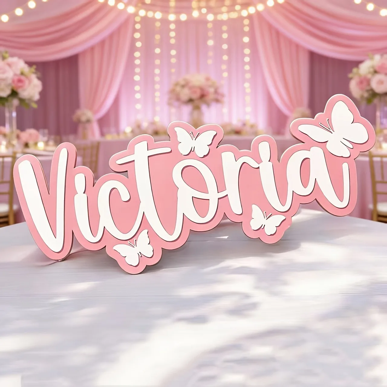 Custom Pink Baby Name Sign |Wooden Sign|Personalized 3D Decorative Wooden Plaque for Baby Bedroom Wedding Home Decoration