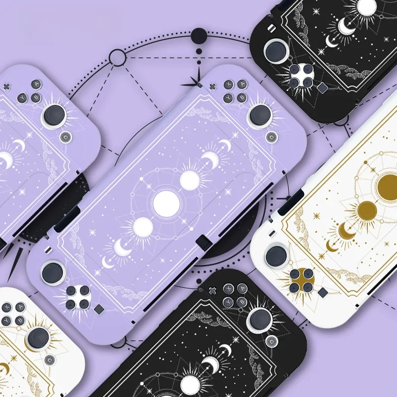 Étui de protection OLED pour Nintendo Switch, Phase de lune noire esthétique, housse en TPU souple, accessoires de jeu pour contrôleur JoyCon