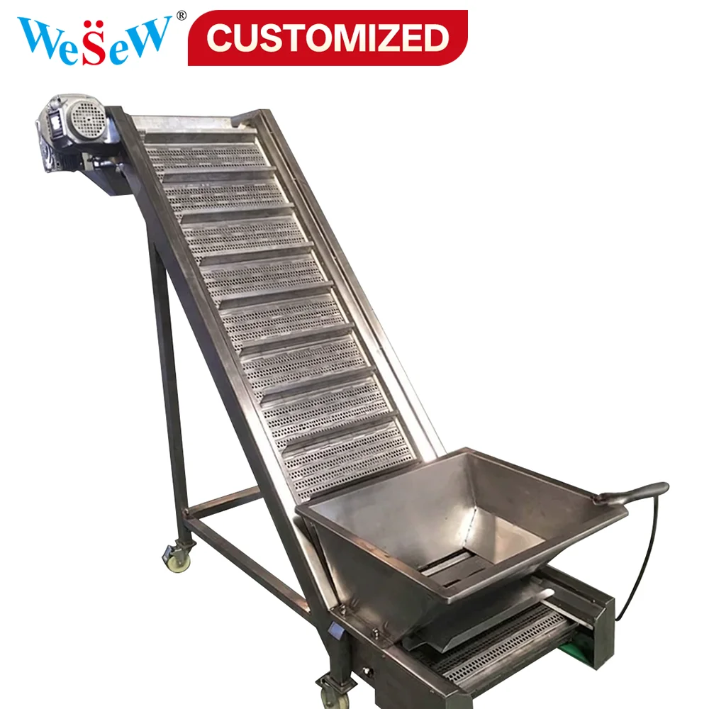 Customized stainless steel mesh belt conveyor mobile fruit and vegetable washing and dehydrating machine inclined vibrating lift