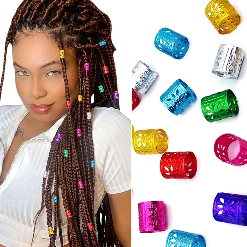 Multi Colored Dreadlocks Braid Beads Clips Hair Jewelry for Braids Metal Hair Rings Cuffs Loc Jewelry for Women Hair Accessories