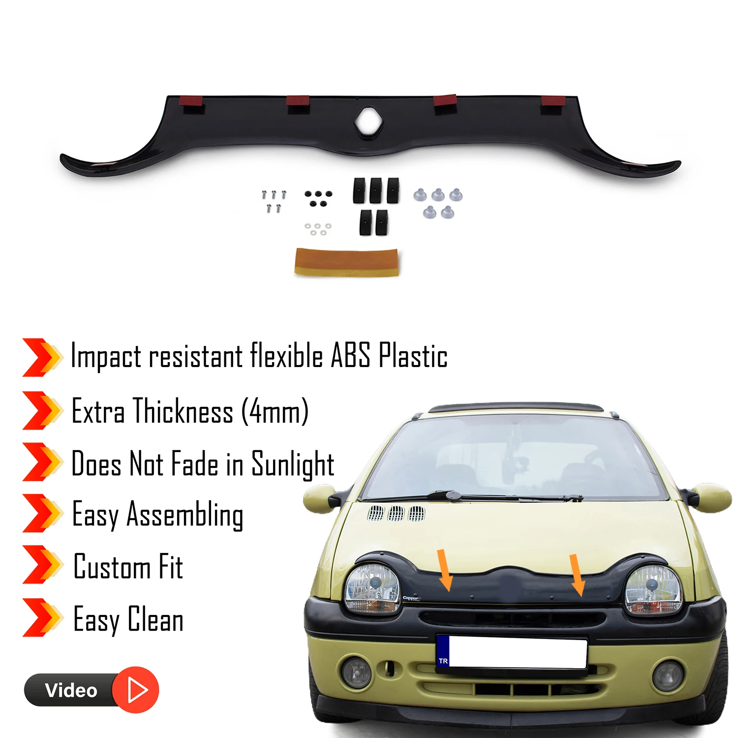 Hood Deflector Guard for Renault Twingo (1993-2002) - (HB) Bug Shield Bonnet Protector / 4 mm thickness material