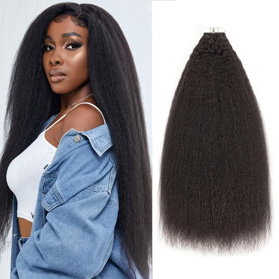 

Натуральная черная лента для наращивания волос, человеческие волосы, странная прямая лента, человеческие волосы для салона, невидимые, двусторонние для женщин