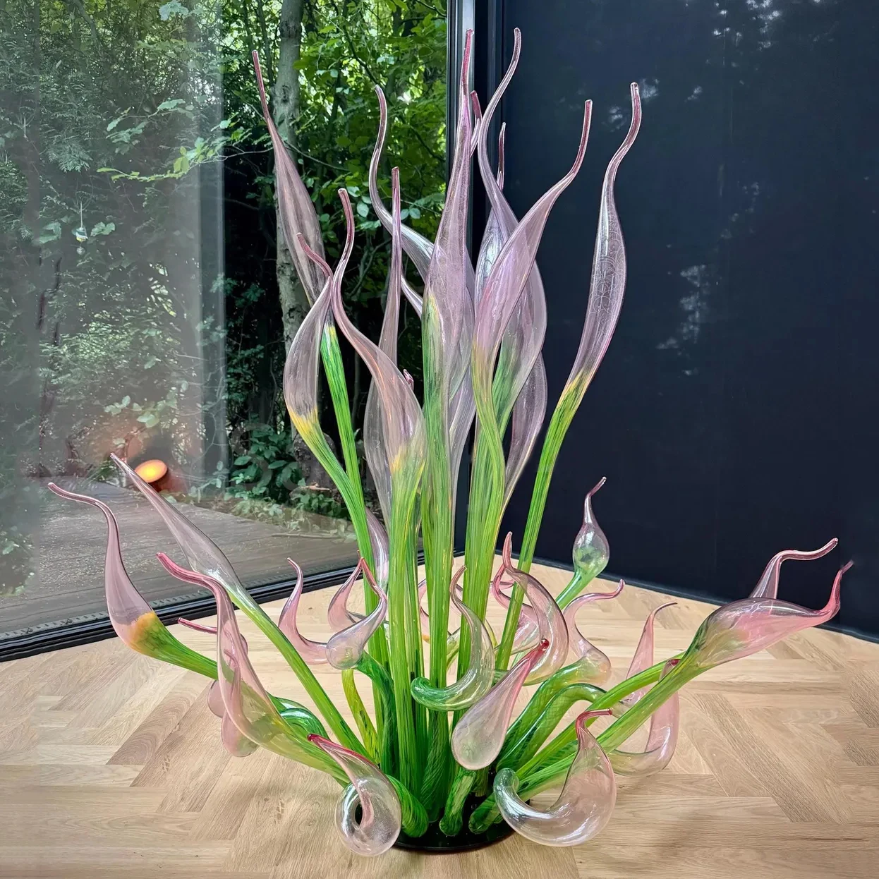 

Розовый, зеленый, из дутого стекла, художественная стоячая скульптура, домашний декор для сада и двора