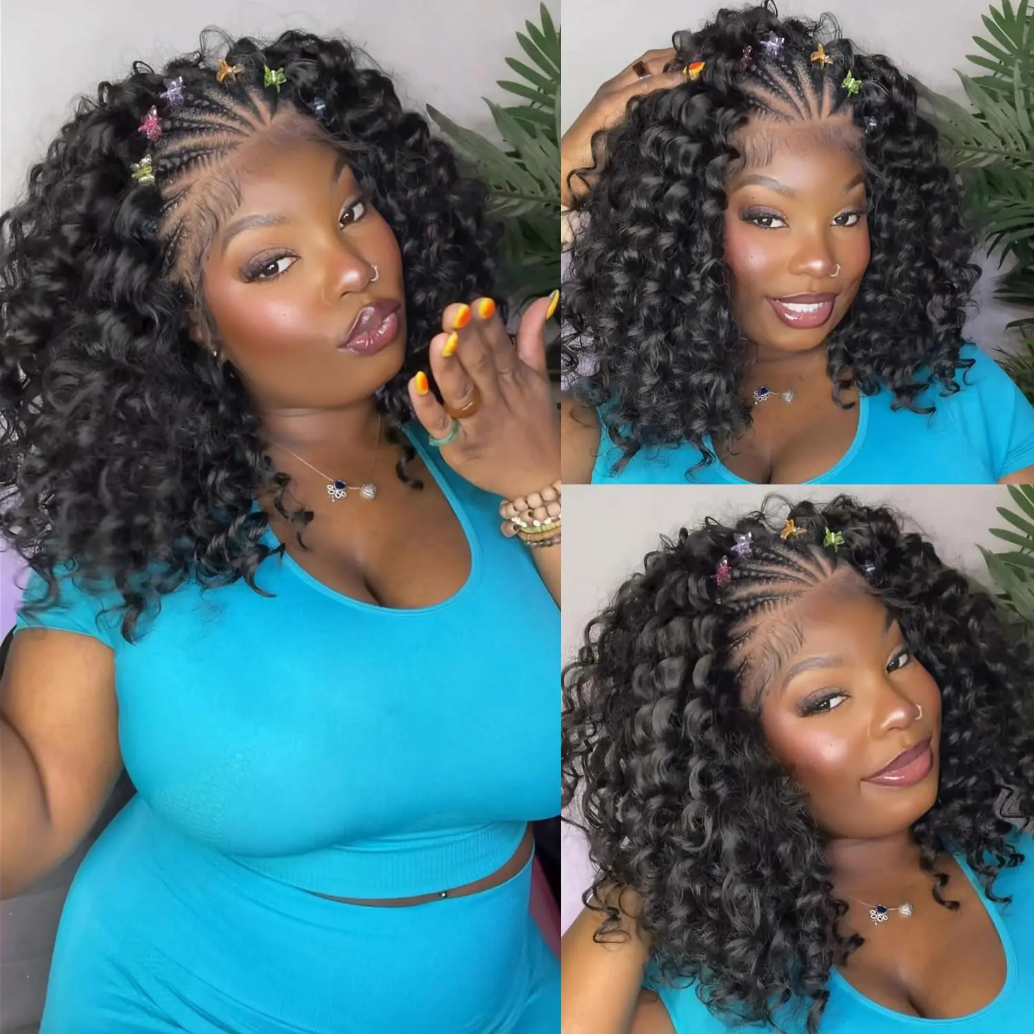 

Парик с глубокими волнами и кудрявыми волосами, плетеный парик с HD-кружевной передней частью и детскими волосами