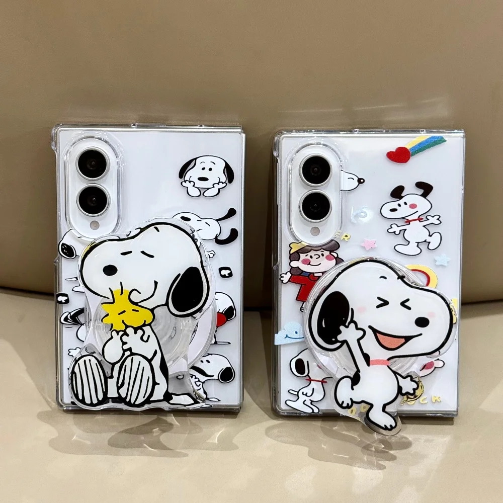 New Cute Cartoon Puppy Phone Case for Samsung Galaxy Z Fold 8 Z Fold 8 Ultra Z Fold 7 Kawai Shockproof Cover with Magsafe Holder