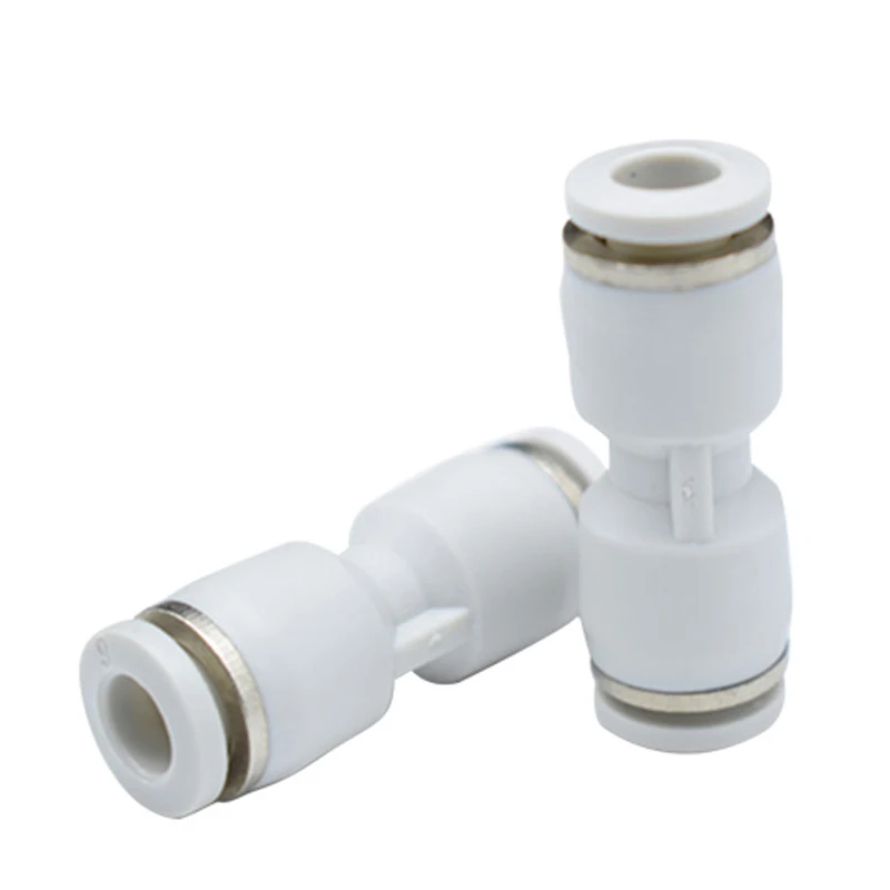 PU White Plastic Pneumatic Quick Coupling Trachea Quick Push In-line Water Air Hose Air Compressor Connector OD 4 6 8 10 12mm