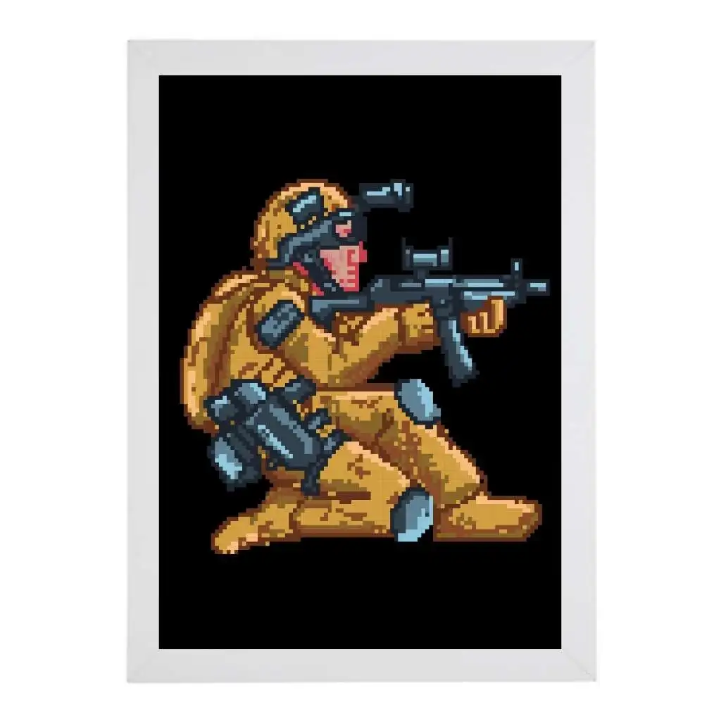 16 Bits Gamer Soldier Poster Frame With Frame