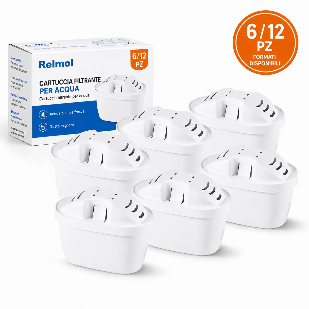 Reimol 6/12PCS filtri acqua compatibili con Brita Maxtra+ Maxtra Plus, cartucce di ricambio per caraffa filtrante