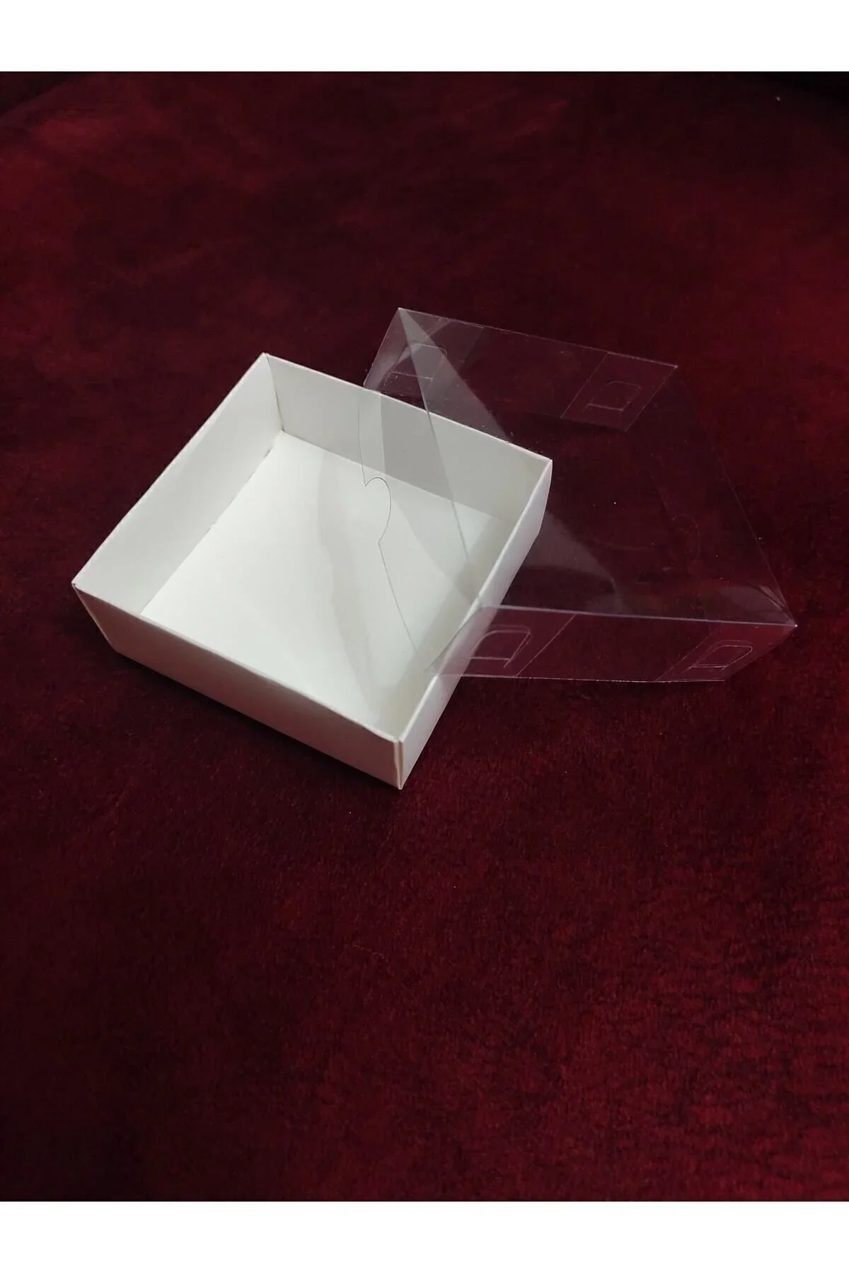 Boîte Cadeau Artisanale avec Couvercle en Acétate Transparent 8x8x3 cm, Emballage en Carton, Rangement Transparent, Idéale pour Cadeaux, DIY, Faveurs de Fête, Organisation