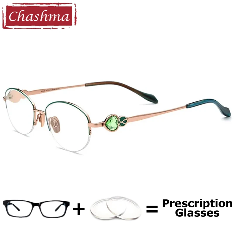 Chashma Prescription Glasses Diamond Eyeglasses High End Women Pure Titanium Anti Blue Block Progressive Multifocal Recipe Lens