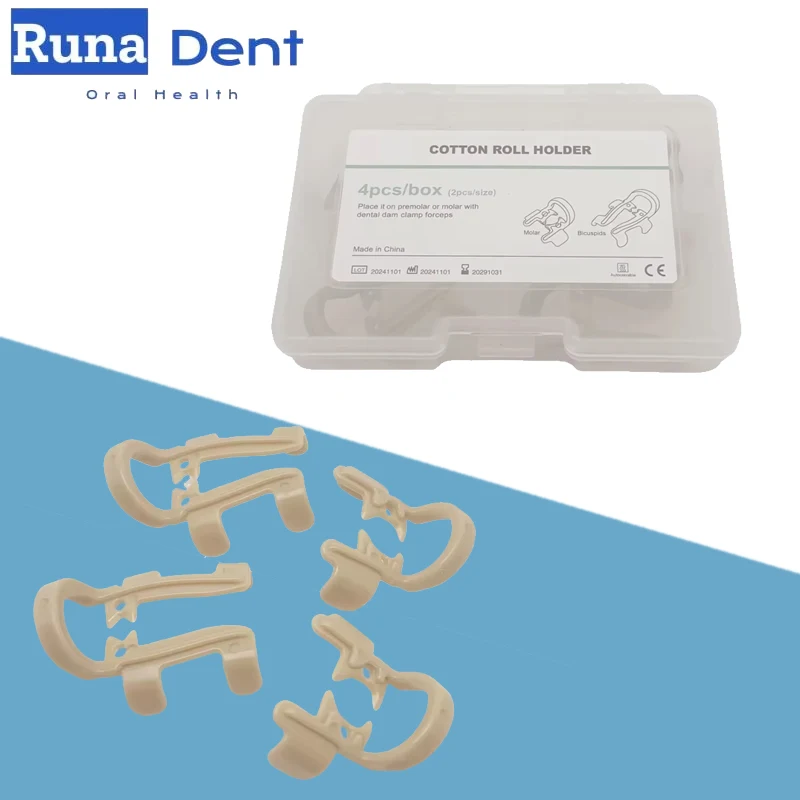

4Pcs Dental Cotton Roll Holder Clips Resin Cotton Roll Clips for Premolar Molar Hemostatic Clamps Endodontic Restorative Use