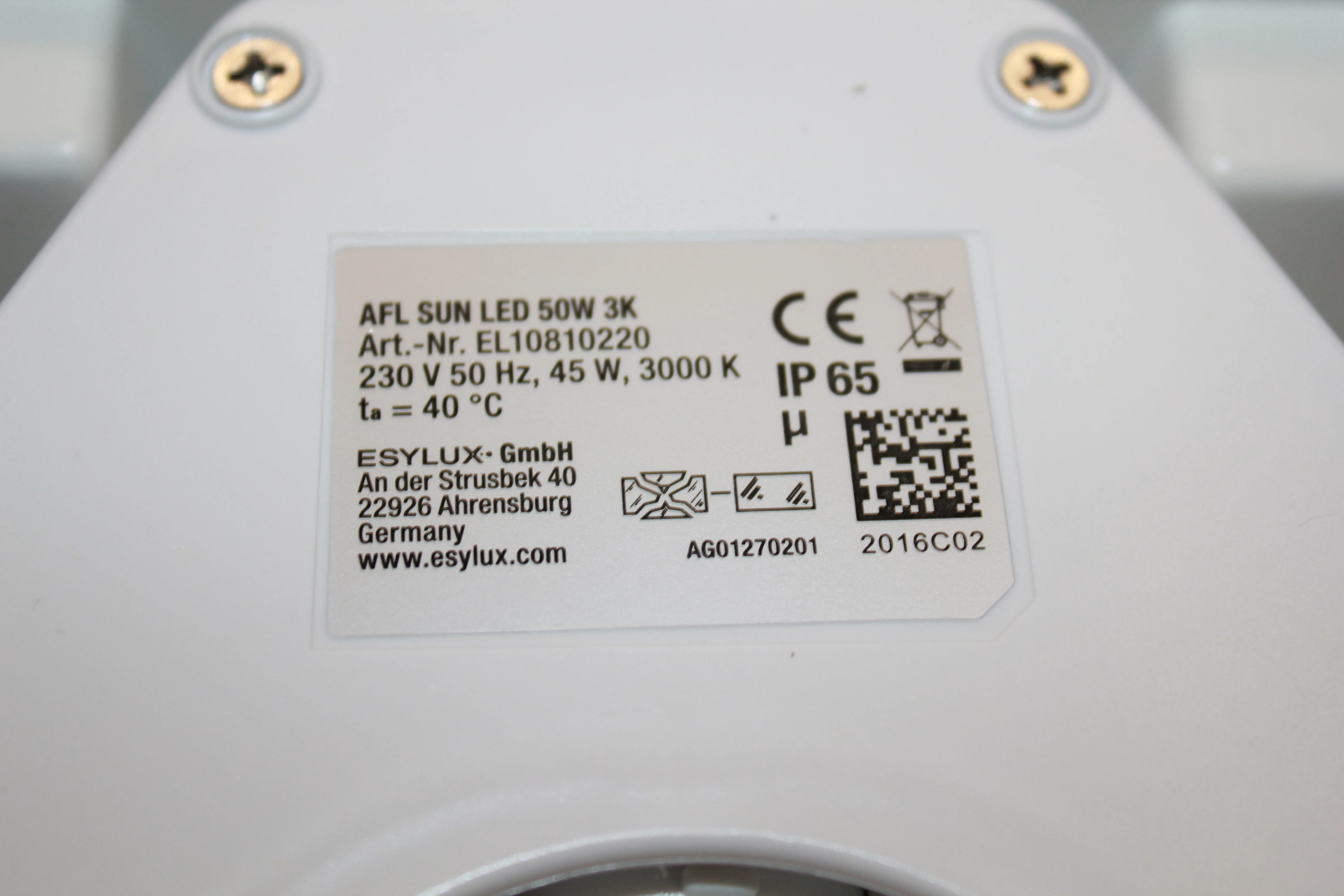 ESYLUX EL10810220 AFL SUN LED Floodlight 50W 3000K with Integrated Motion Detector