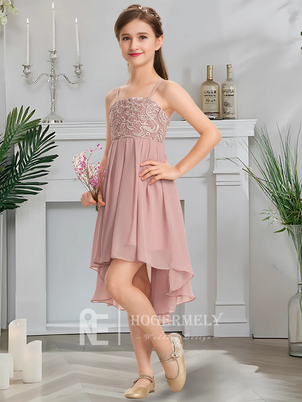 Роскошное платье подружки невесты с квадратным вырезом, лиловое платье с цветочным узором для девочек, асимметричное шифоновое кружево, наряд для священного причастия, свадьба