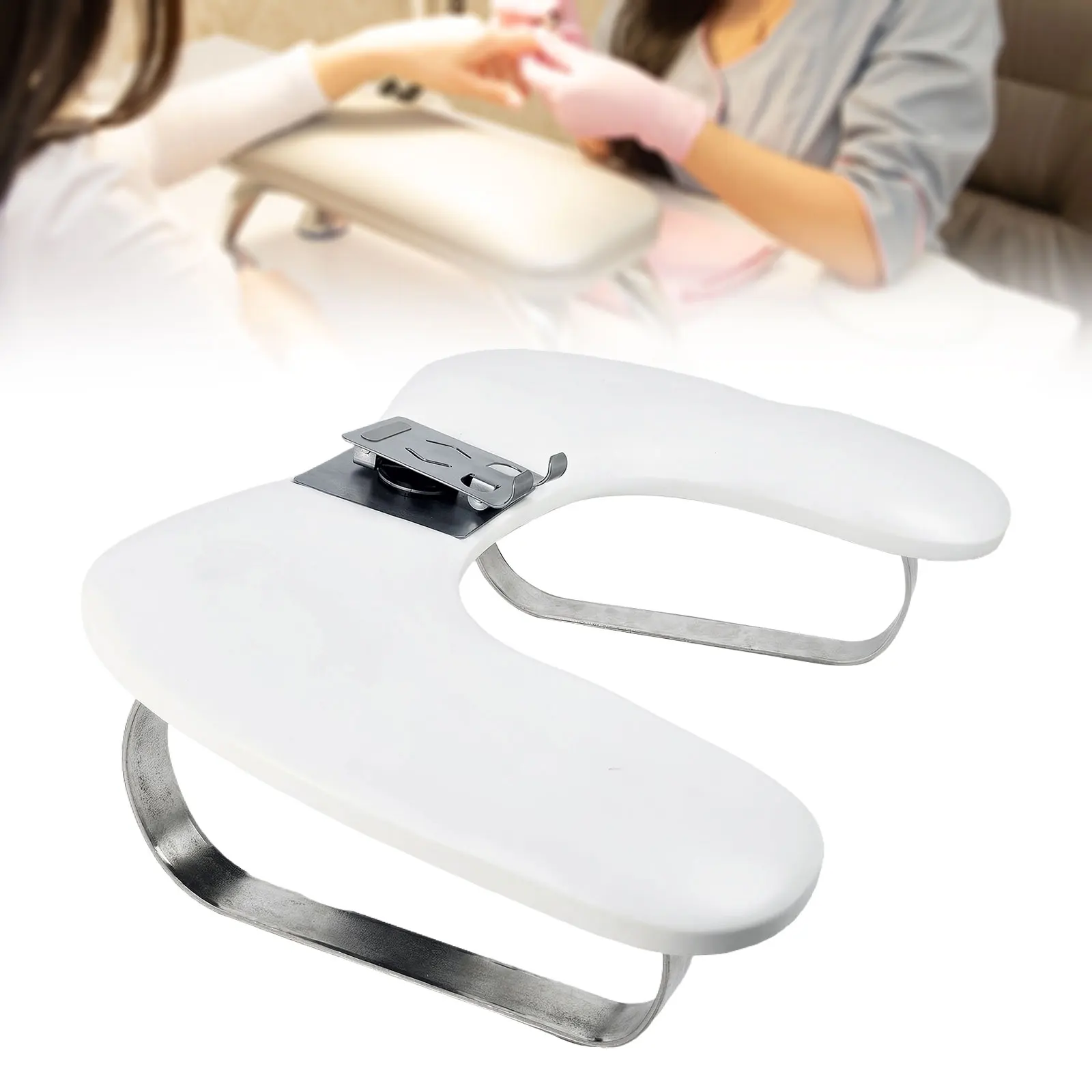 ネイルアート枕、スマホホルダー付きU字型マニキュアアームレスト、PUレザーネイルアートアクセサリーツール、ホームサロンネイルテックDIY用