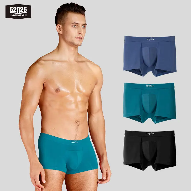 52025 Men Boxers 3-Pack High-count Micromodal Fashionable Trunks Soft Breathable Comfortable Elastic Boxers Sexy Men Underwear