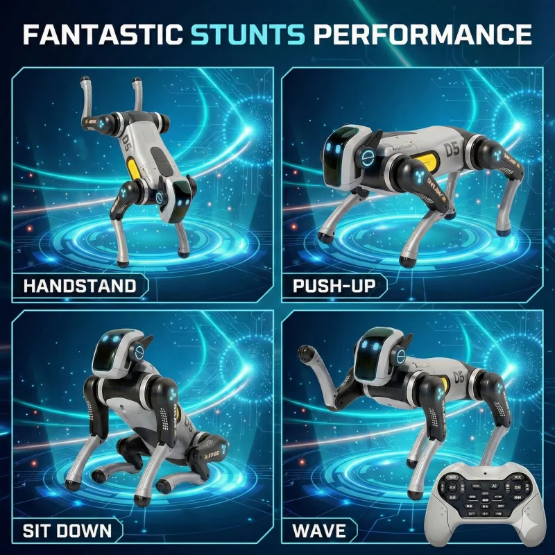 

Программируемый робот-собака YIMI STEM: Интеллектуальная бионическая игрушка-щенок с голосовым и сенсорным управлением, выполняет трюки, играет музыку и танцует