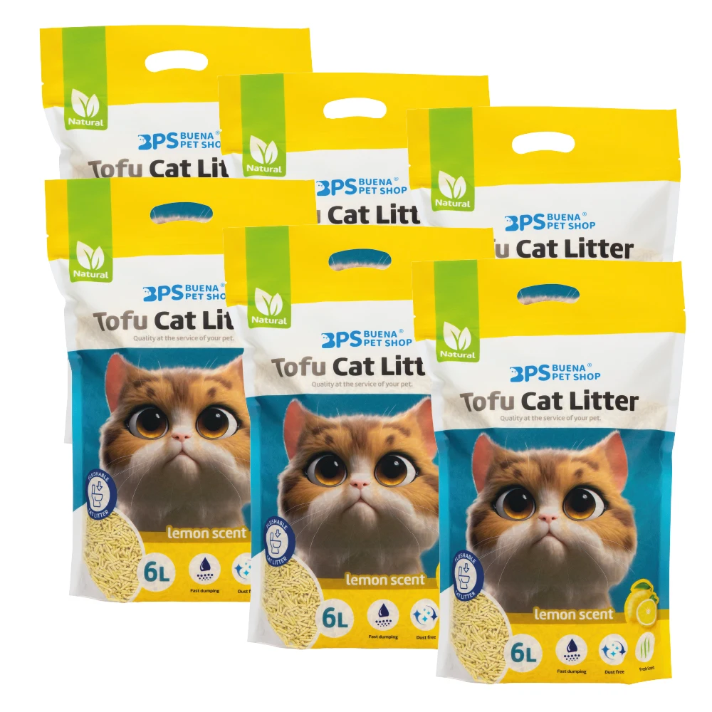 36LITRI Lettiera GATTO TOFU Agglomerante , con profumazione di limone, smaltibile wc Senza Polvere e Senza odori
