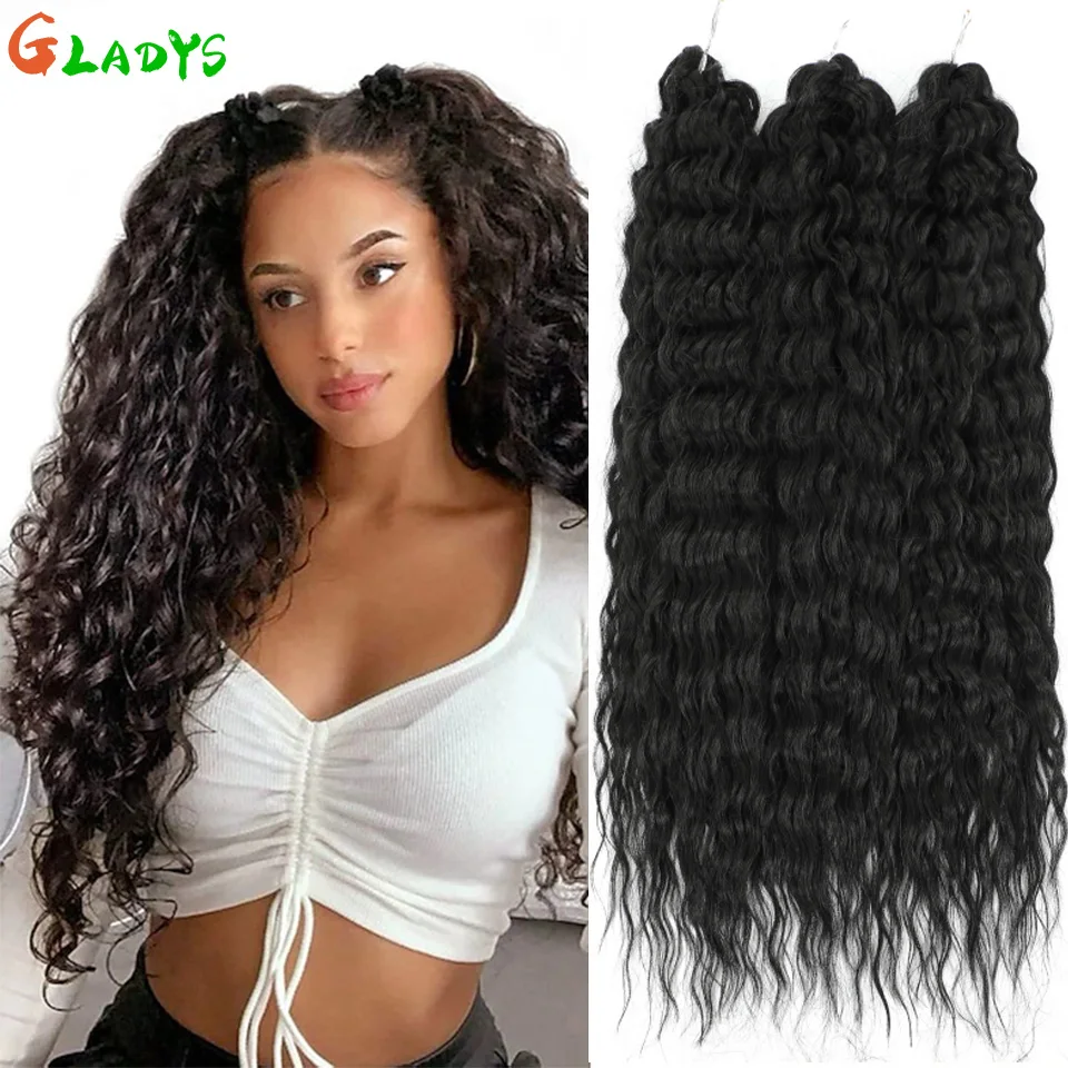 

Ariel Deep Wave Braids Наращивание волос 300 г Волна воды Натуральные черные косы Синтетические твисты Вязание крючком Вьющиеся волосы