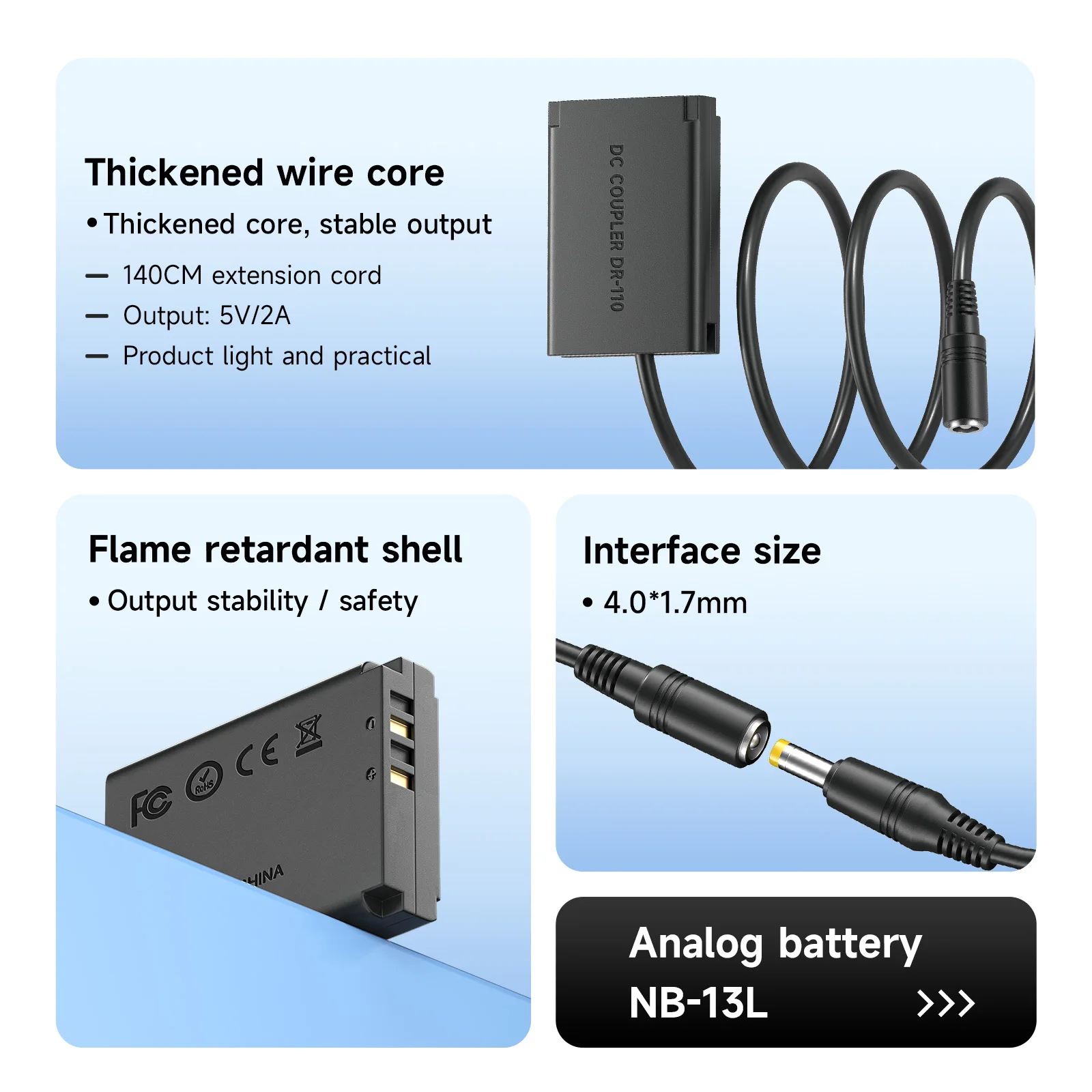 Batería simulada de NB-13L con adaptador de corriente USB-A tipo C, acoplador de CC para Canon G7X2, G7X3, G5X2, G9X2, G1X3, G5X, G9X, SX620, SX720, SX730 HS