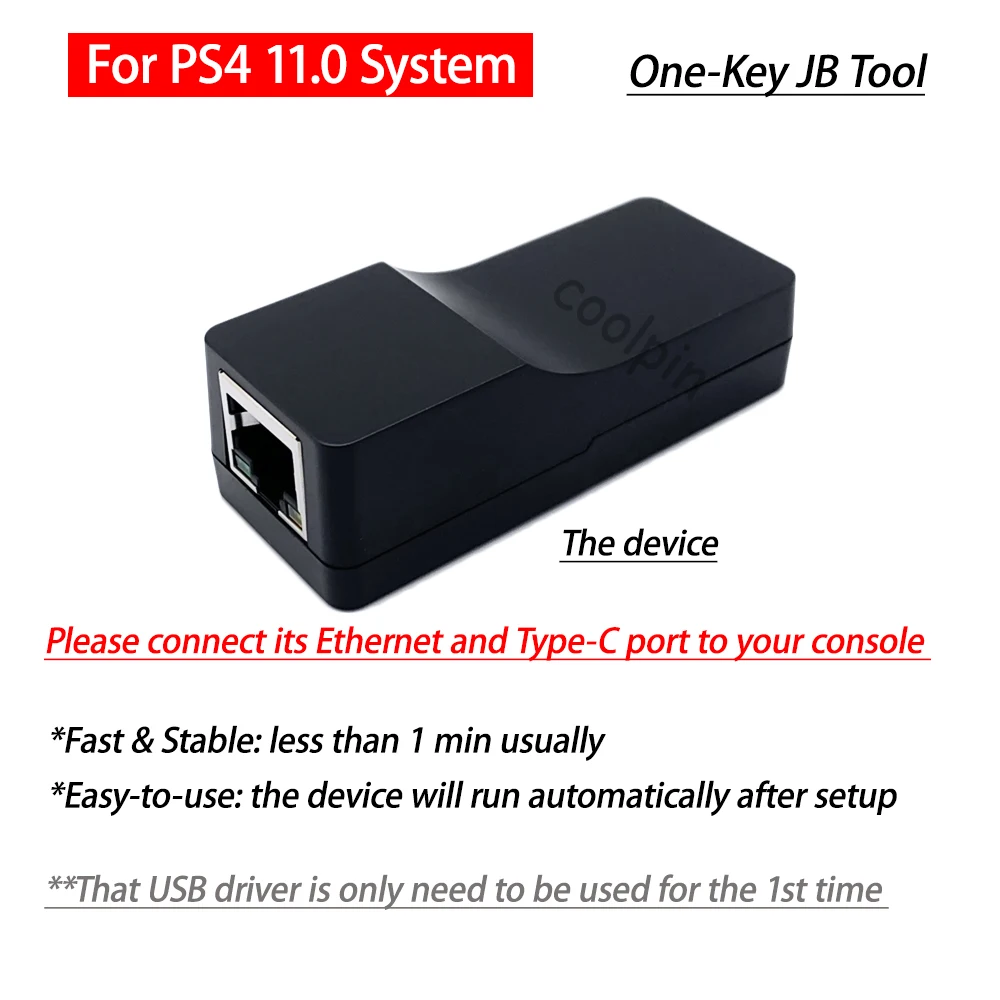 Usb Dongle Jb Usb Adapter Voor Ps4 Fw 9.0 11.0 Systeem Met Ethernet Type-C Kabel One-Key Jb Tool Mod Kit