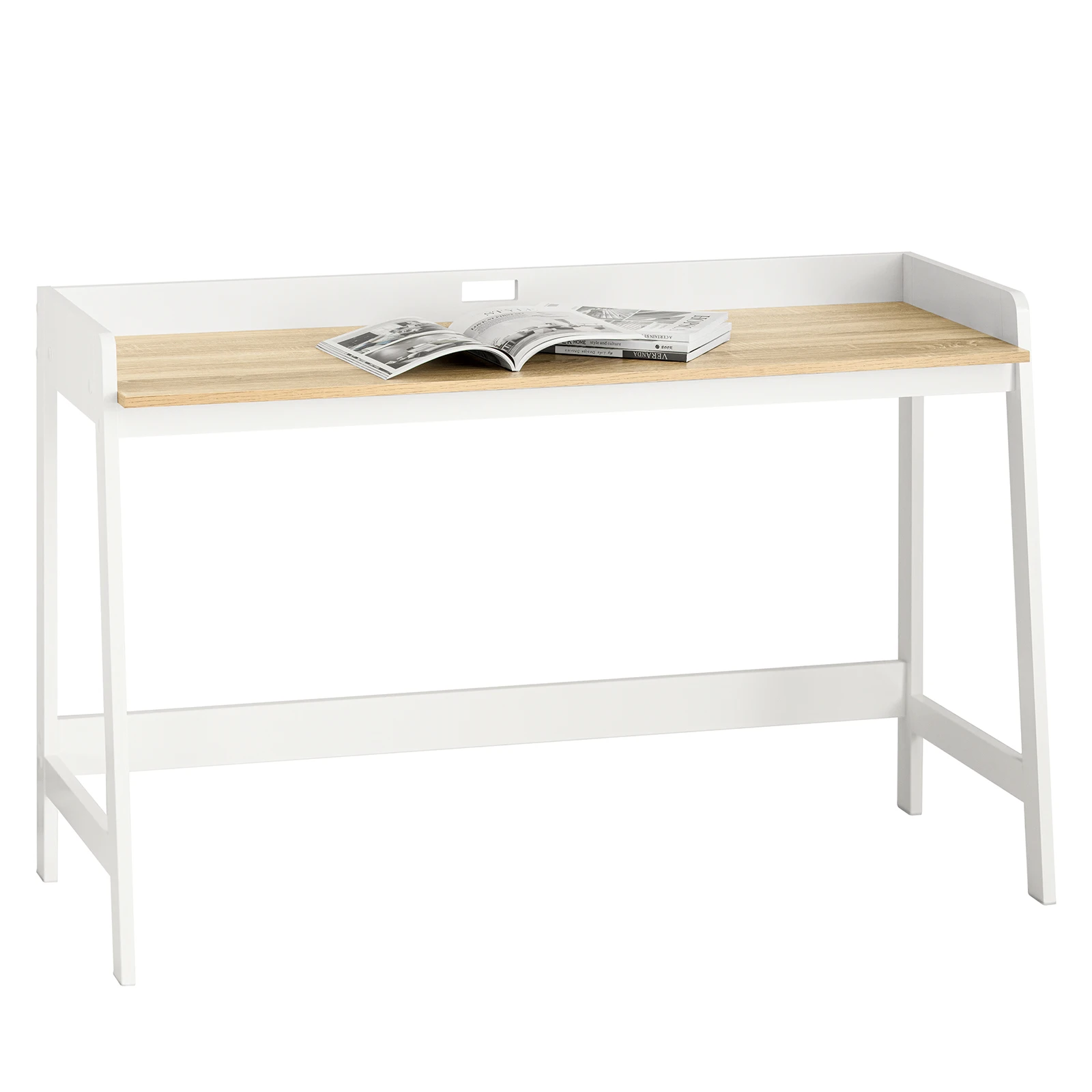 SoBuy FWT41-WN mesa de escritorio mesa de ordenador mesa de oficina Blanco/naturaleza BHT aprox. 125x80x52cm