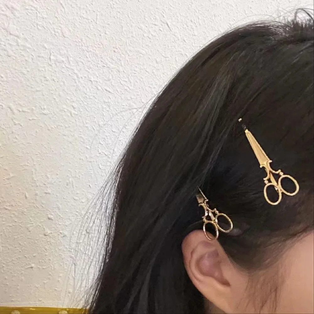Pince à cheveux dorée Chic, ciseaux en forme d'épingle à cheveux, accessoires pour cheveux, outils pour femmes et filles