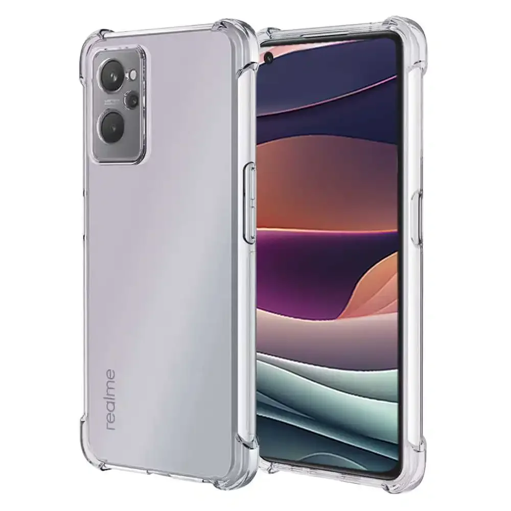 Transparente Silicone TPU Case para Realme, caso flexível com cantos à prova de choque, proteção da