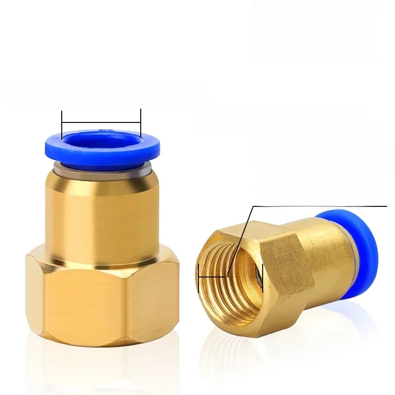 Raccord d'air pneumatique rapide PCF, 5 pièces, pour tuyau de tuyau de 4 6 8 10 12mm à filetage femelle 1/8 "3/8" 1/2 "1/4" BSP en laiton