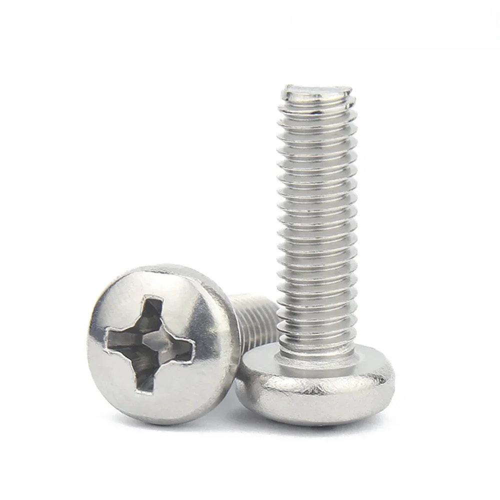 2/50X M1.6 M2 M3 M3.5 M4 M5 M6 M8 GB818-85 304 acier inoxydable croix Phillips Pan tête ronde allonger vis boulon longueur = 3-100mm
