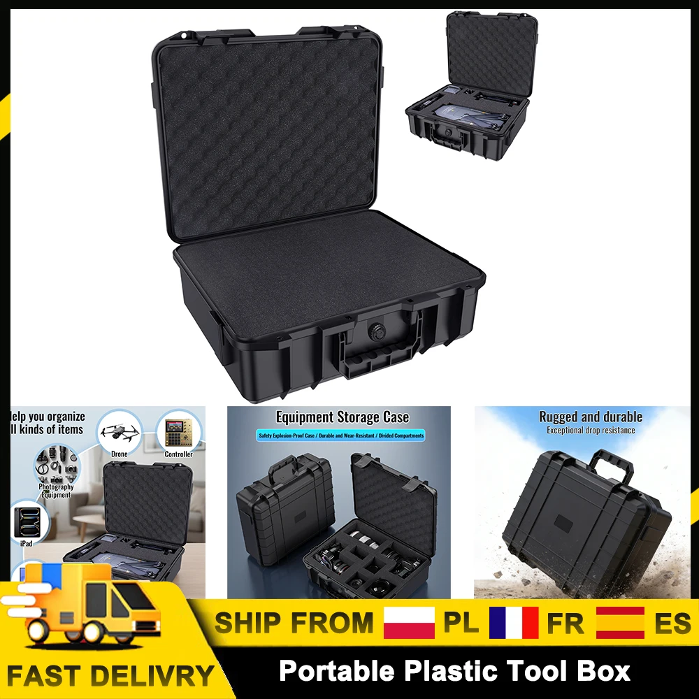 Boîte à outils universelle portable en plastique avec insert en mousse DIY, antichoc, anti-poussière, pour rangement d'outils à domicile