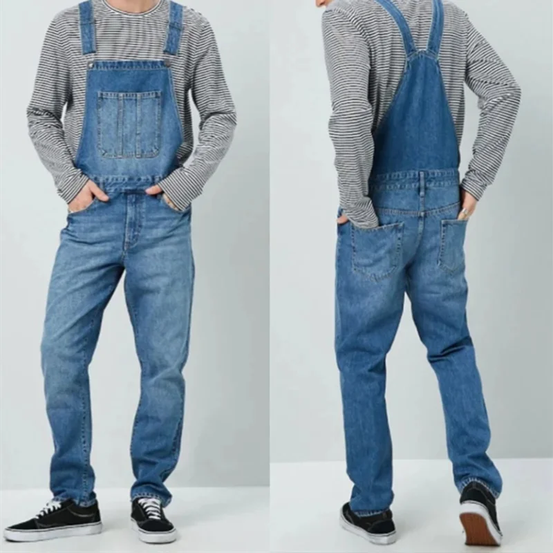 Jean à bretelles pour hommes, combinaison en Denim, salopette pleine longueur, bavoirs, pantalon Cargo, nouvelle collection printemps et automne
