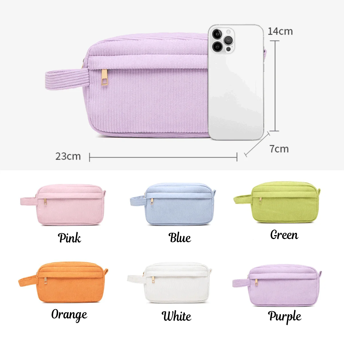 1 Stück personalisierte Kosmetiktasche aus Cord – personalisierter Namensbeutel | Stilvolle, Schlichte, Mini und Tragbare Handliche Aufbewahrungstasche – Detail 9