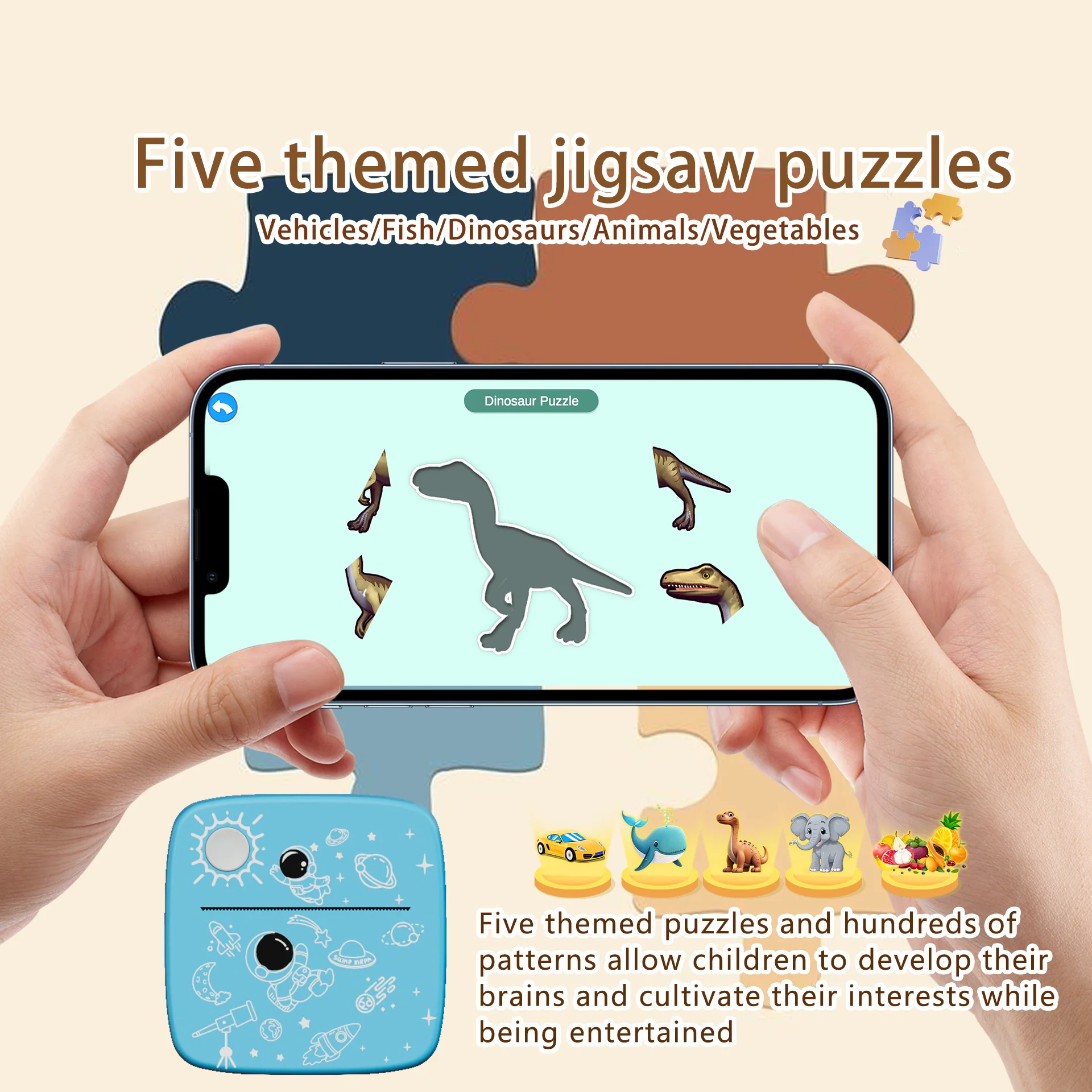 AR Label Printer, Portable Software Printing & Photo Printing, Animal Themed Picture,Children's Painting & Educational Learning