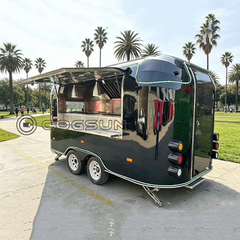COGSUN Professional Custom Coffee Mobile Fast Food Truck Commercial Catering Mobile Bar BBQ Food Trailer Full Kitchen Equipment
