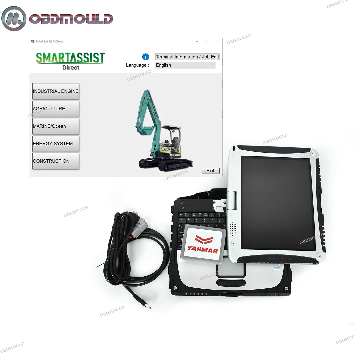 For Yanmar diagnostic tool Outboard / Jet Boat / Wave Runner,suitable for MERCURY MARINE 225 diesel excavator CF 19 Laptop