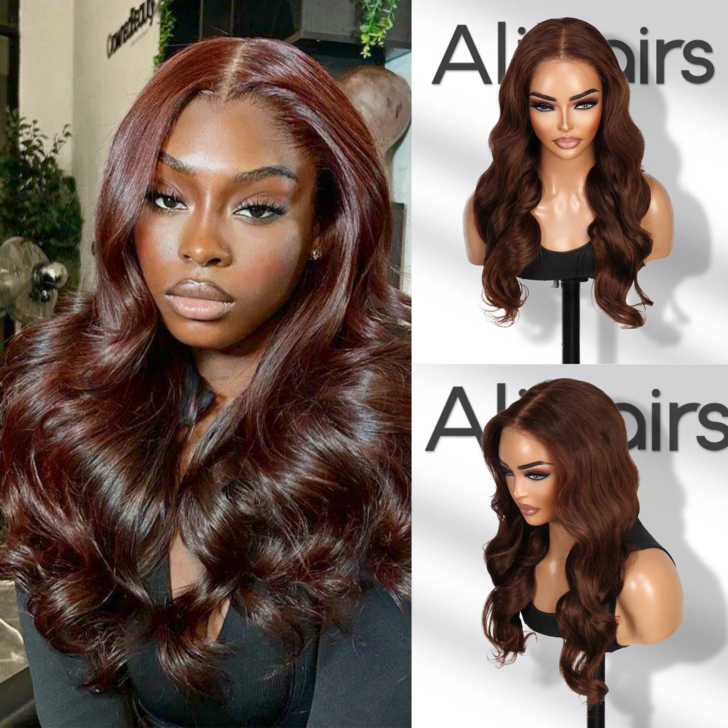 

100% Human Hair Wear and Go Pre Cut Pre Plucked Glueless 7x5 Closure Wig Body Wave Chocolate Brown 20"