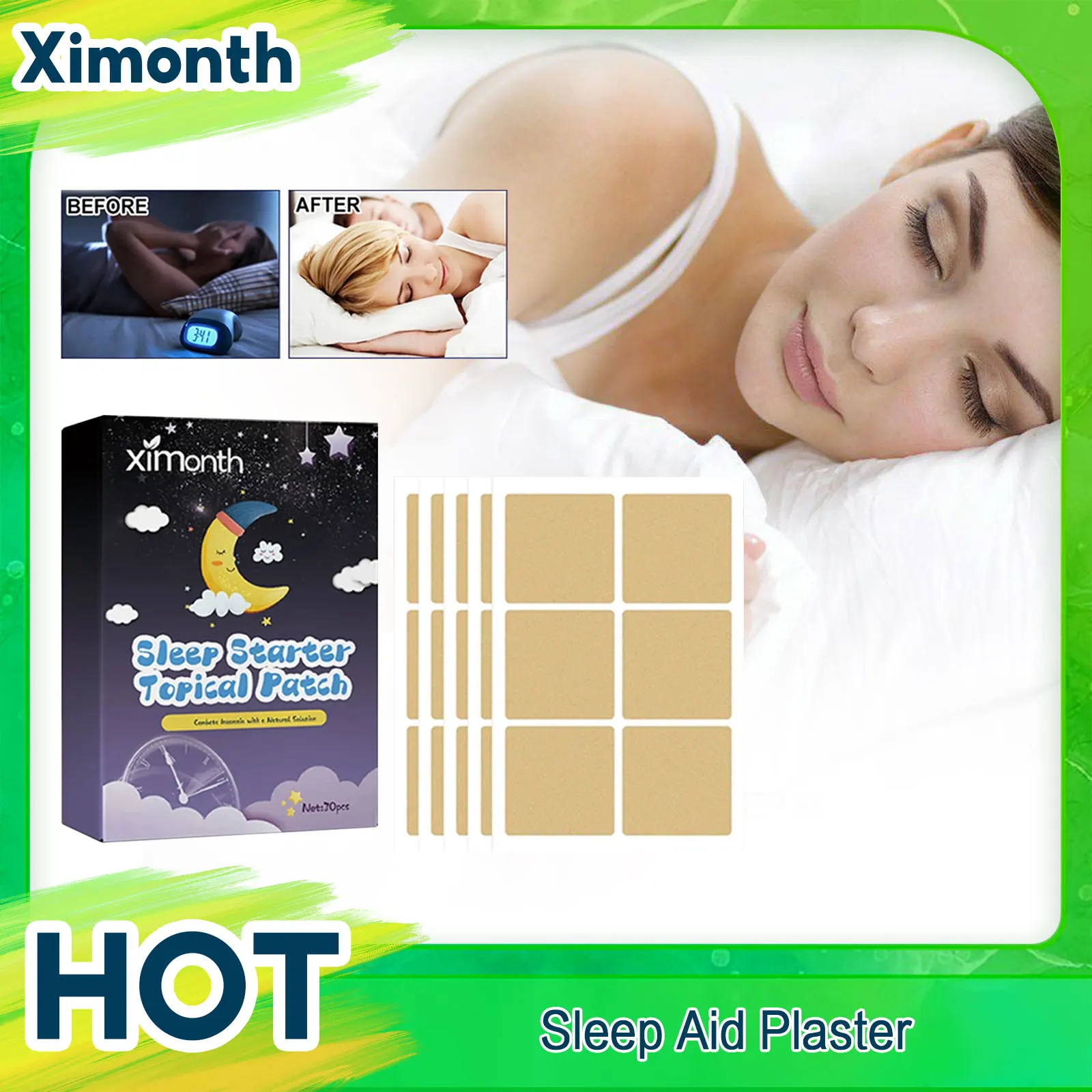 

Sleep Aid Patch Relieve Nighttime Dreaminess Stress Anxiety Sleep Better Deeper Soothing Brain Relax Improve Insomnia Sticker