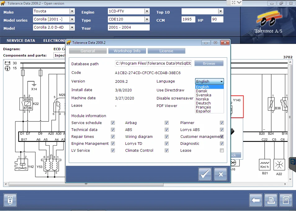 2022 tolerância quente 2009.2 de dados com keygen ferramenta de reparo do carro software link ferramentas de diagnóstico equipamentos elétricos multilingue