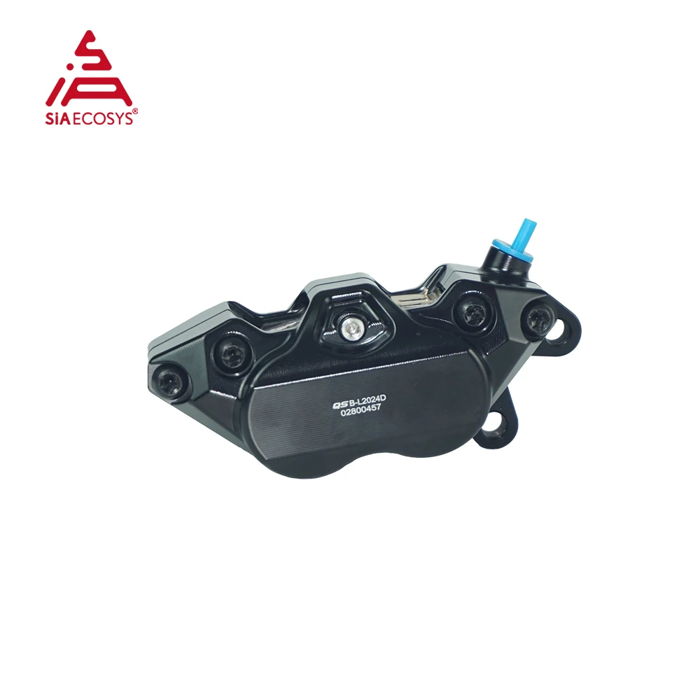 QS 4-Piston 220mm Forged Aluminum Disc Brake Caliper Kit with Vented Rotor Racing Upgrade for E-Scooter / Motorcycle