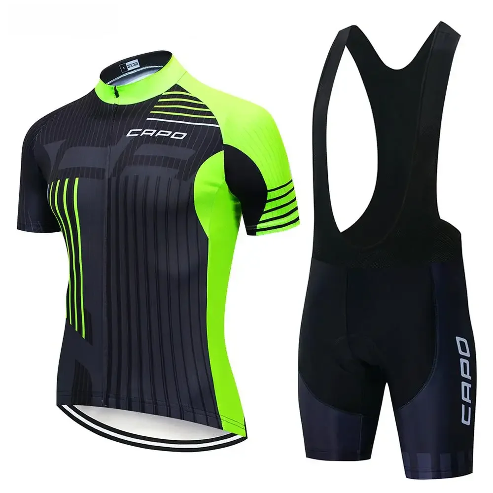 AliExpress NONE Cycling Jersey Set 2022 Men Summer Pro CAPO Team Bicycle Cycling Clothing Set Bike Clothes Mountain Sports Bike Set Cycling Suit