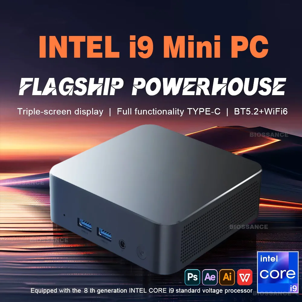 2025 Mini PC Windows 11 Intel Core i9 8950HK 16GB DDR4 512GB 1 to SSD PC Gamer ordinateur WIFI 6 BT5.2 4K Mini ordinateur de bureau Portable